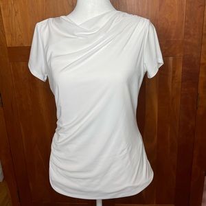 White House Black Market white ruched short sleeve blouse